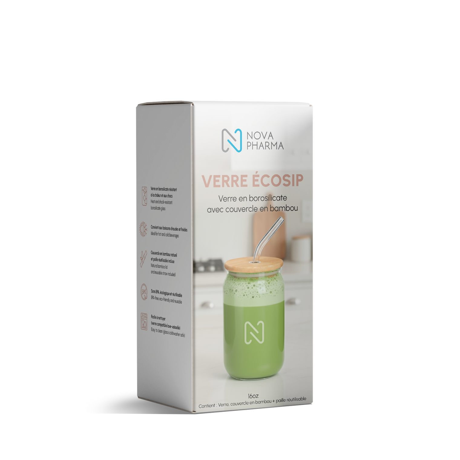 Boîte du verre écosip de Nova Pharma