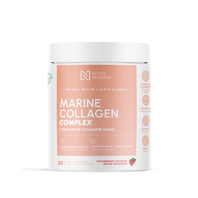 Marine Collagen complex strawberry rhubarb flavor by Nova Pharma