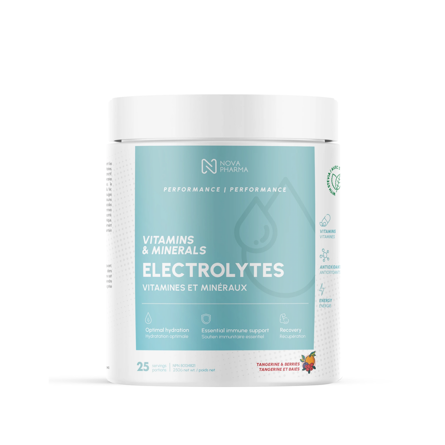 Electrolytes supplement tangerine & Berries by Nova Pharma.