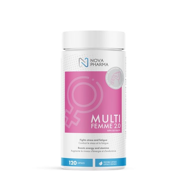 Nova Pharma Multi Femme 2.0 supplement bottle on a white background