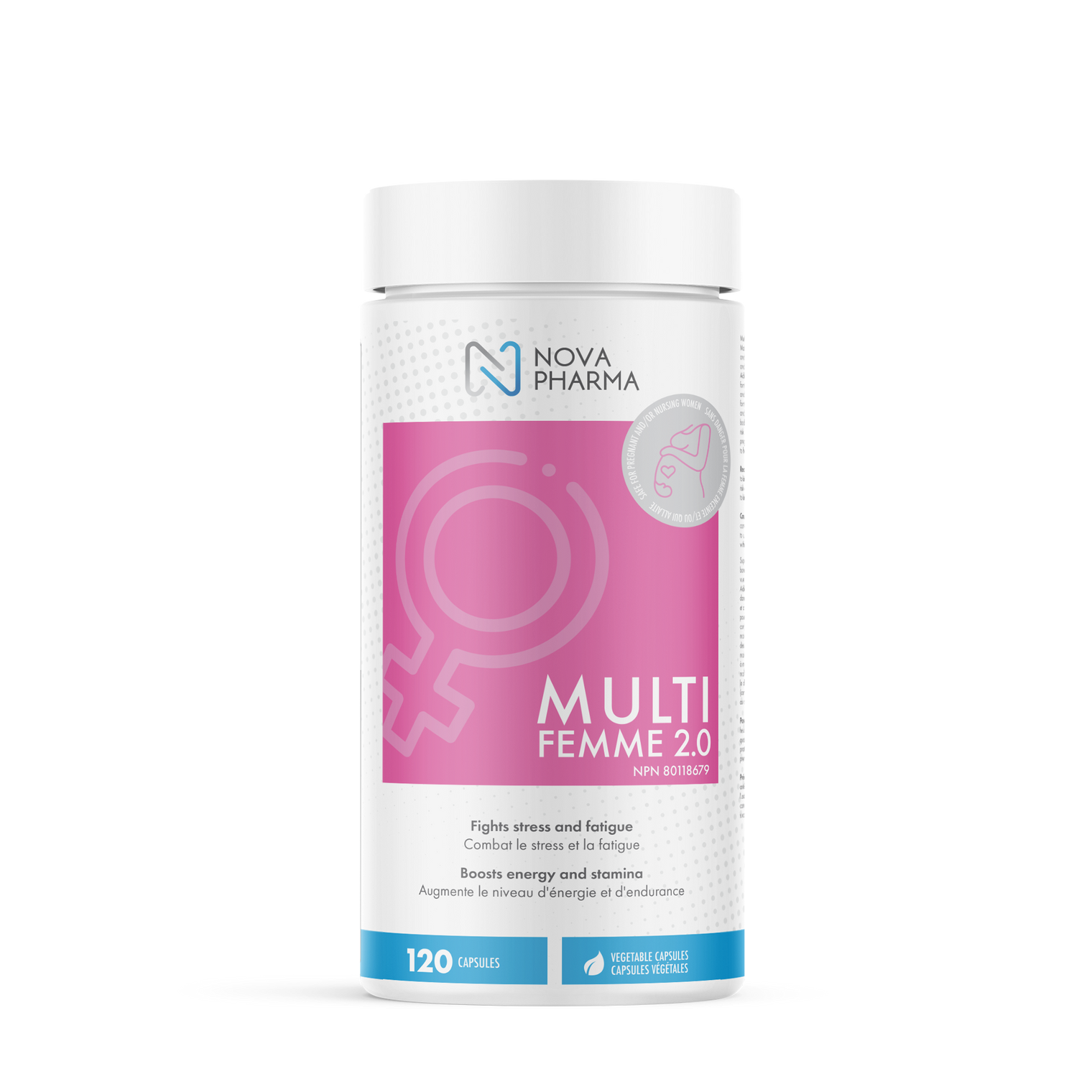 Nova Pharma Multi Femme 2.0 supplement bottle on a white background