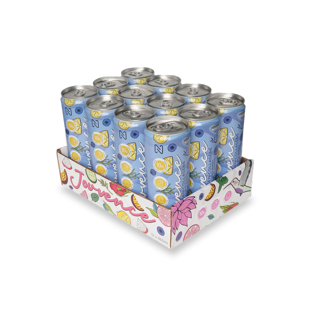 Jouvence 12 pack lemon and juniper berries, ready to drink marine collagen by Nova Pharma