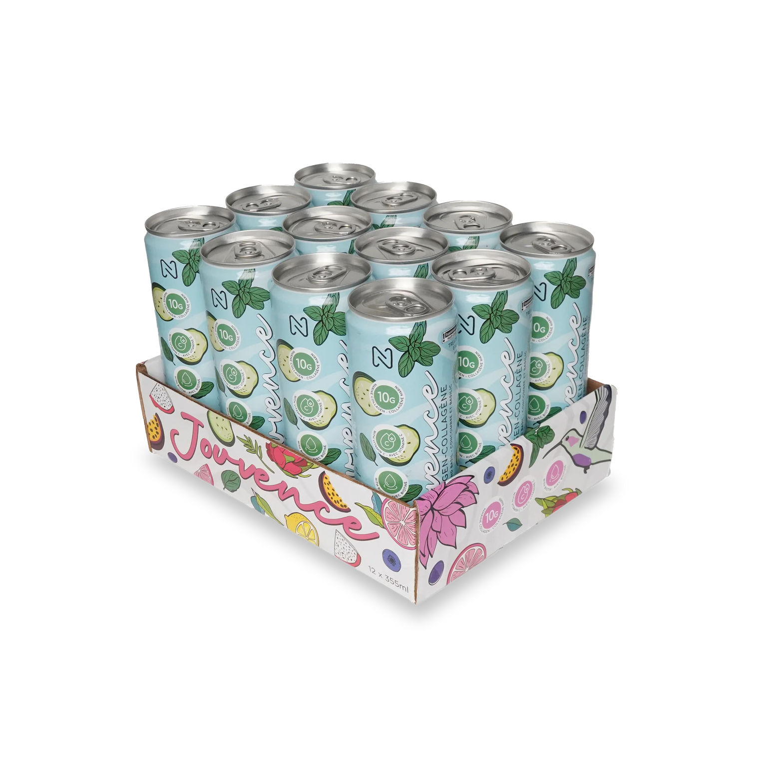 Jouvence 12 pack cucumber and basil, ready to drink marine collagen by Nova Pharma