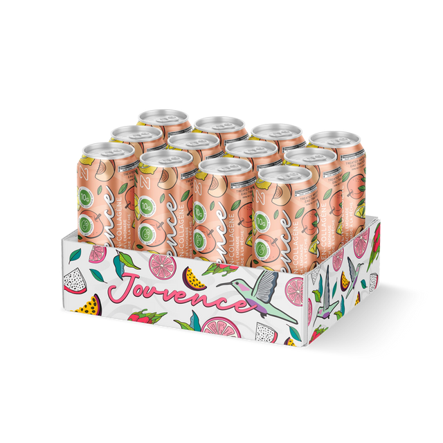 Jouvence 12 pack peach lemonade, ready to drink marine collagen by Nova Pharma