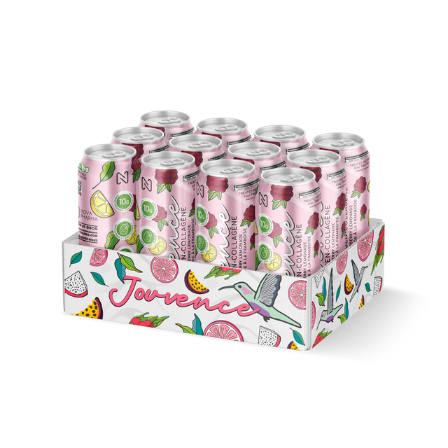 Jouvence 12 pack raspberry lemonade, ready to drink marine collagen by Nova Pharma