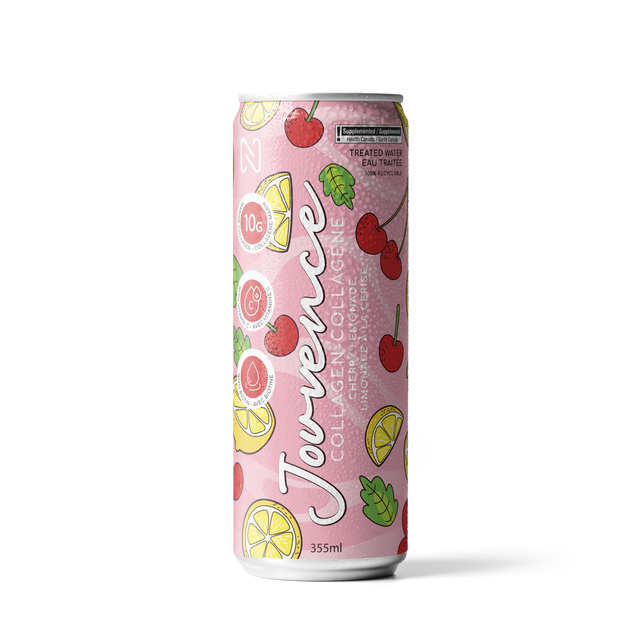 Jouvence, ready-to-drink marine collagen cherry lemonade by Nova Pharma.