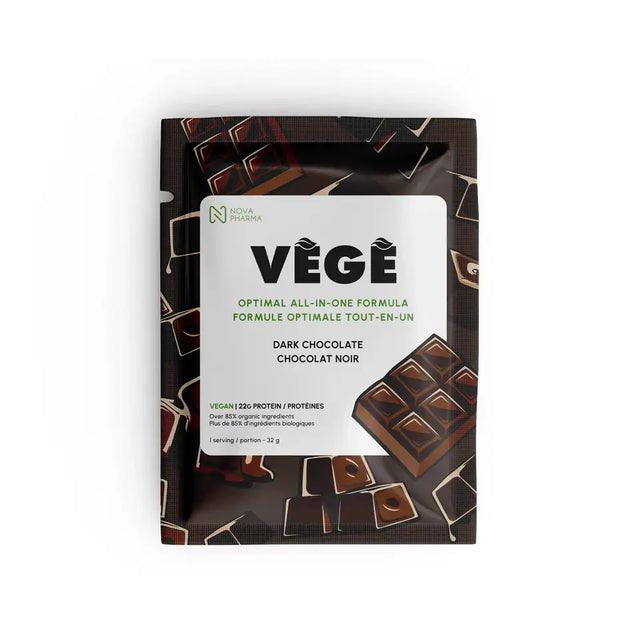 single portion of chocolate vege protein by Nova Pharma.