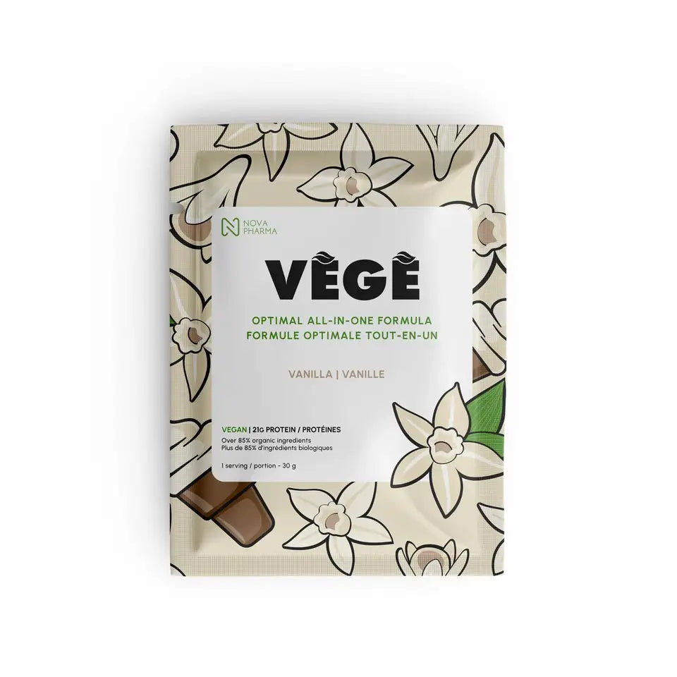 single portion of vanilla vege protein by Nova Pharma.