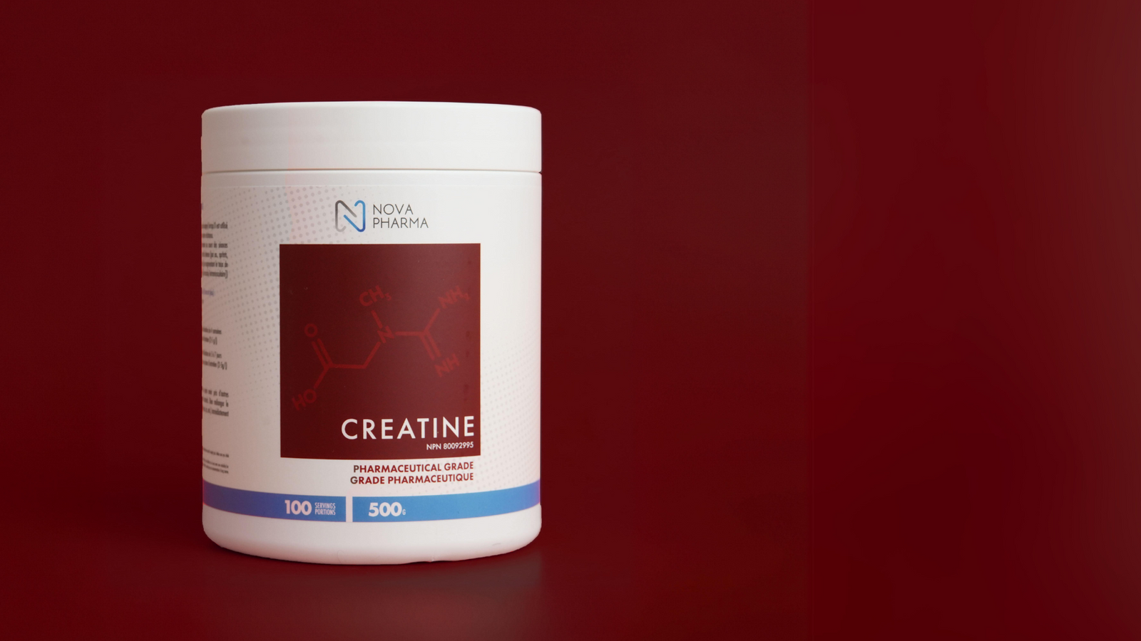 A jar of Nova Pharma creatine monohydrate