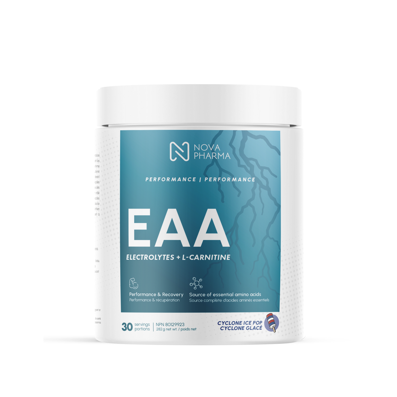 Nova Pharma EAA supplement container cyclone ice pop flavor