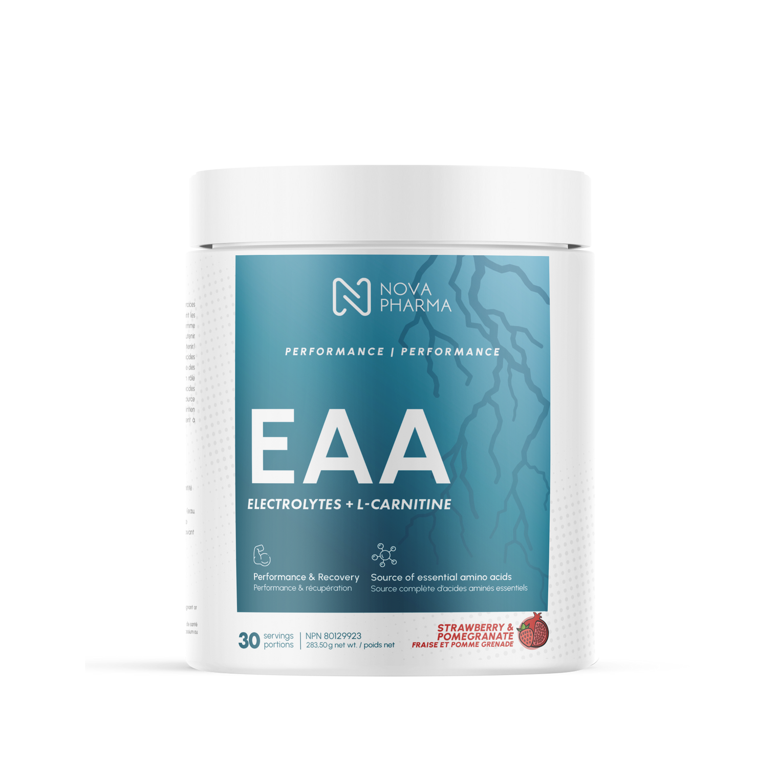 Nova Pharma EAA supplement container strawberry & Pomegranate flavor
