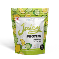 Juicy Protein package with lemon and lime design, hydrolyzed bovine collagen by Nova Pharma