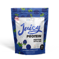 Juicy Protein package with blue raspberry design, hydrolyzed bovine collagen by Nova Pharma