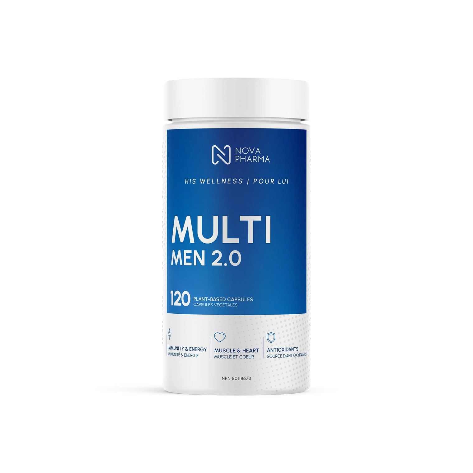 Multi Men 2.0 container, multivitamins for men by Nova Pharma
