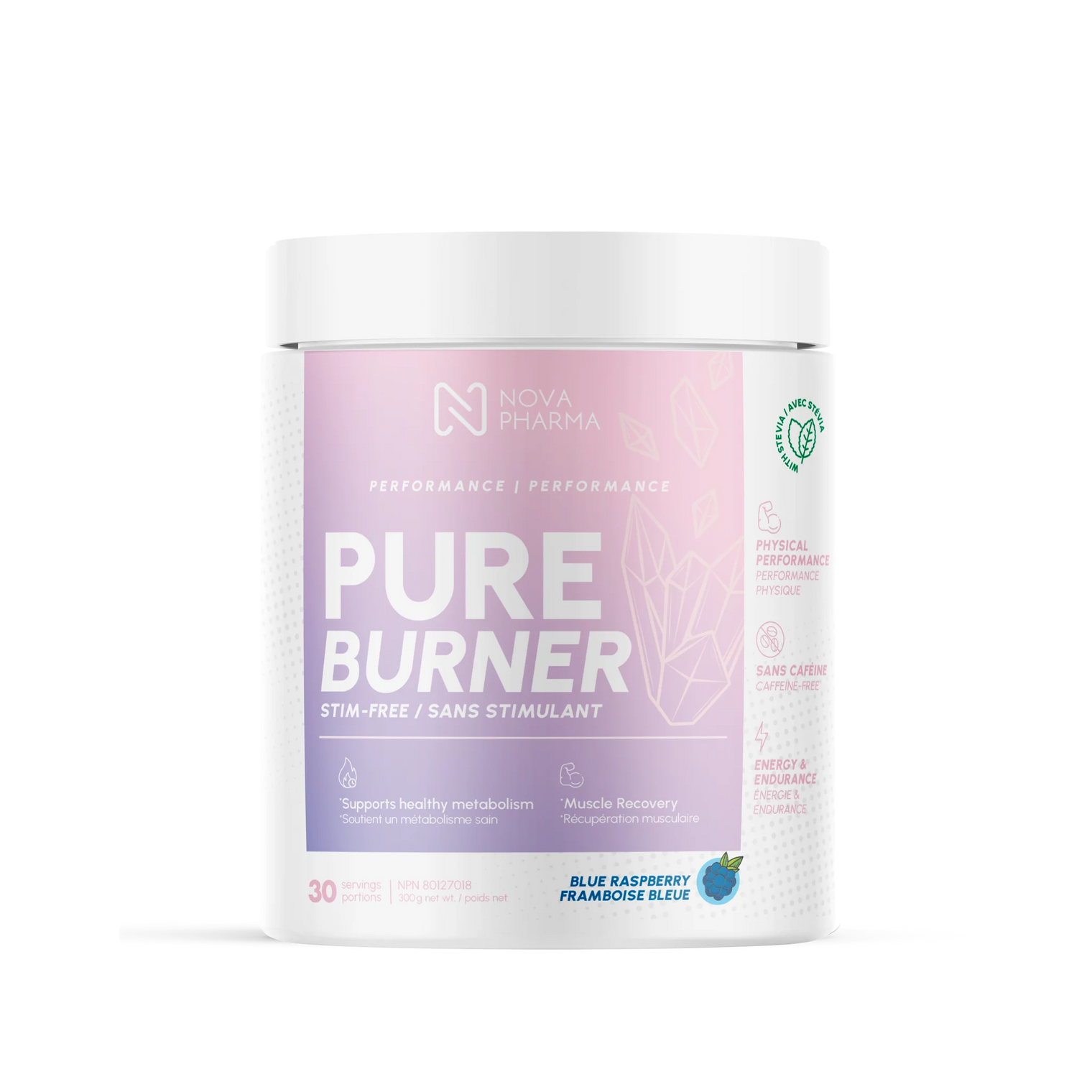 Pure Burner Blue Raspberry, fat burner stim-free by Nova Pharma