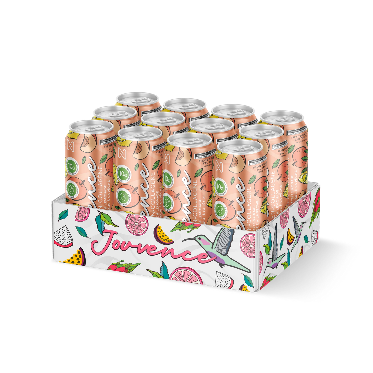 Jouvence 12 pack peach lemonade, ready to drink marine collagen by Nova Pharma