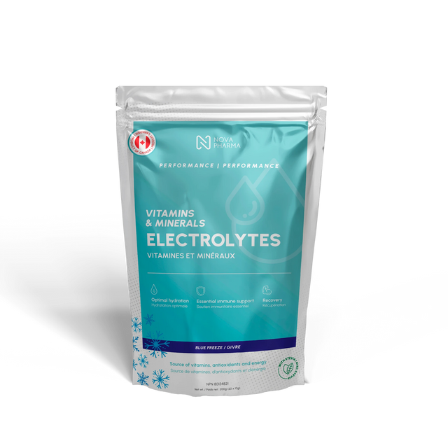 Individual servings electrolytes, 20 servings by Nova Pharma, blue freeze