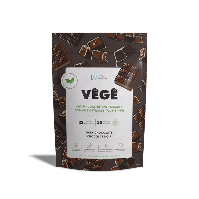 Vege, optimal all-in-one formula plant-based dark chocolate protein Nova Pharma